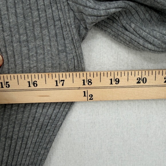 ENZA COSTA Cashmere Poorboy Rib Cardigan Women Medium Gray Long Sleeve Crew Top - Picture 5 of 13